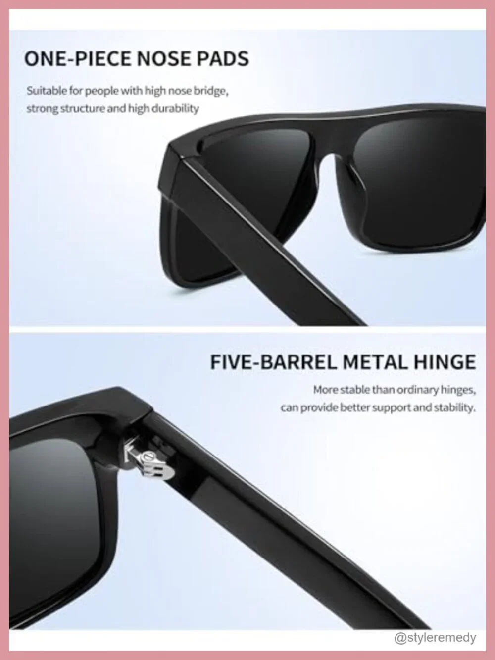 Flat Top Square Polarized Sunglasses UV400 Protection Acetate
